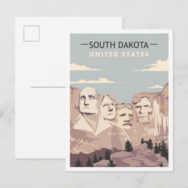 Cartão Postal Monte Rushmore South Dakota Viagem Antiga  (Frente/Verso)