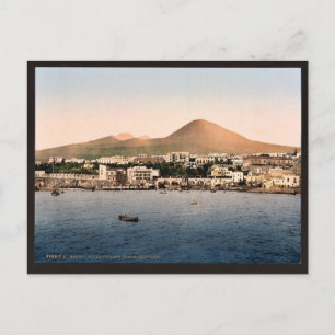 Cartão Postal Monte Vesúvio, com Torre de Creco, Nápoles, Itália