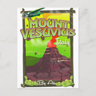 Cartão Postal Monte Vesúvio - vulcão italiano de desenho anima