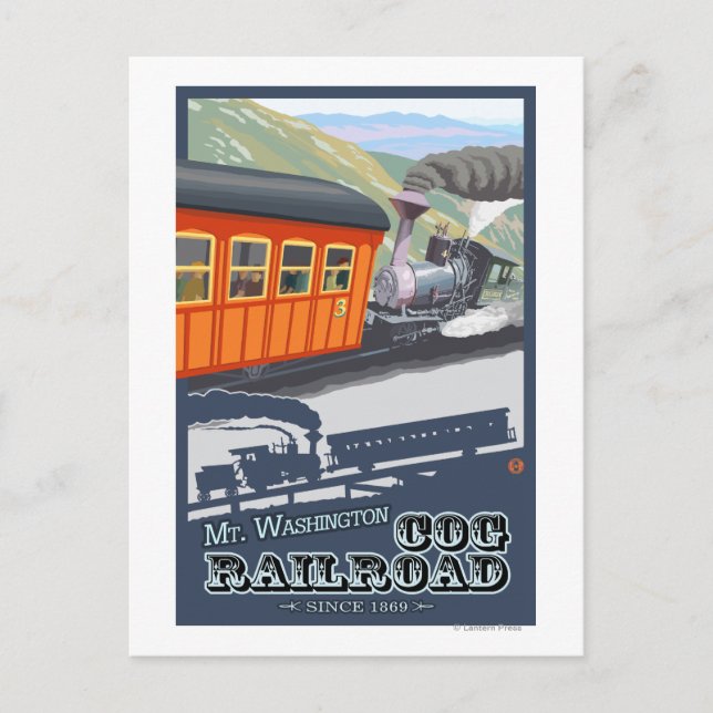 Cartão Postal Monte Washington, New HampshireCog Railroad (Frente)