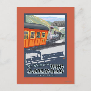 Cartão Postal Monte Washington, New HampshireCog Railroad