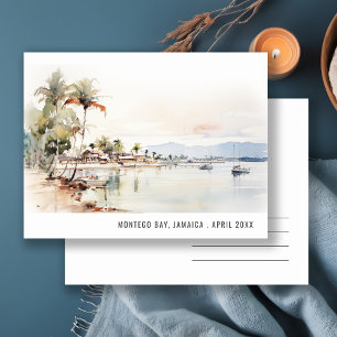 Cartão Postal Montego Bay Jamaica Aquarela Paisagem Viagem
