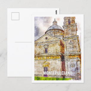 Cartão Postal Montepulciano França Viagem Place Watercolor