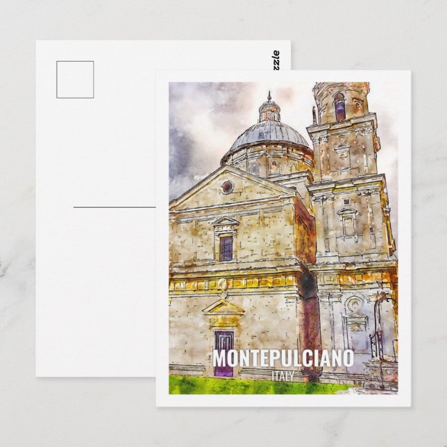 Cartão Postal Montepulciano França Viagem Place Watercolor (Frente/Verso)