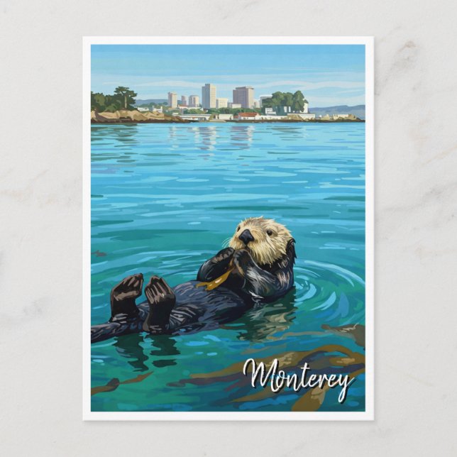 Cartão Postal Monterey Bay Sea Otter California Viagem (Frente)