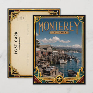Cartão Postal Monterey Califórnia Arte Deco Vintage Era de Ouro