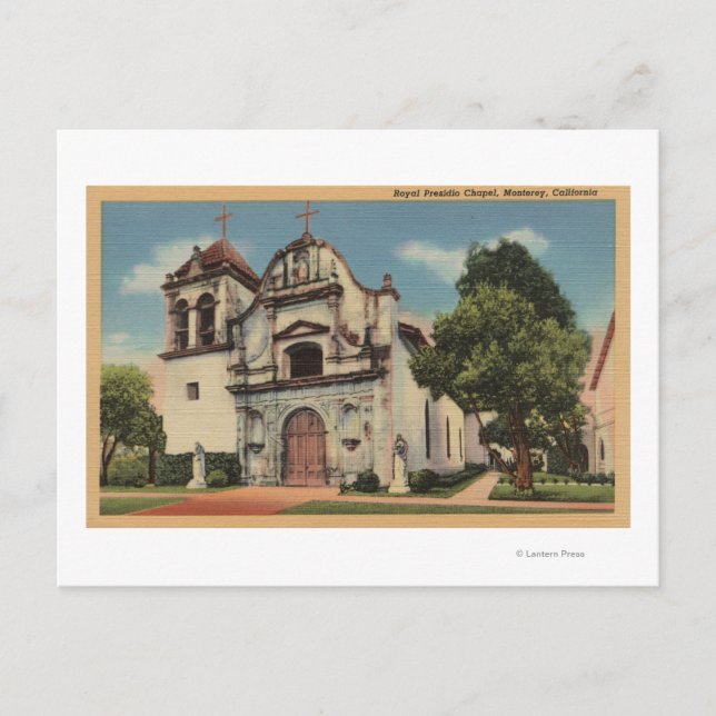Cartão Postal Monterey, California View of Royal Presido Chape (Frente)