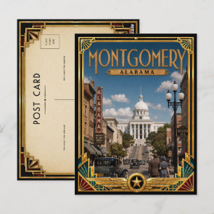 Cartão Postal Montgomery Alabama Arte Deco Vintage Idade Dourada