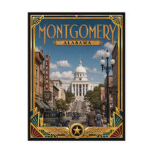 Montgomery Alabama Arte Deco Vintage Idade Dourada
