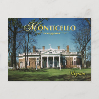 Cartão Postal Monticello, Casa de Jefferson, Virgínia