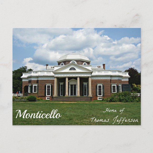 Cartão Postal Monticello, Casa de Thomas Jefferson (Frente)