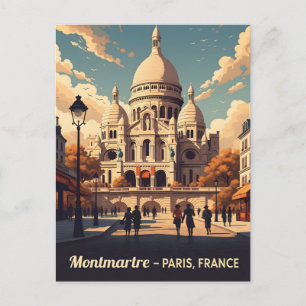 Cartão Postal Montmartre Paris com basílica Coeur sagrado