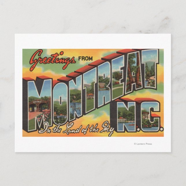 Cartão Postal Montrata, Carolina do Norte - Cenas Largas 2 (Frente)