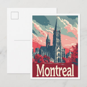 Cartão Postal Montreal Canadá Arte vintage Viagem
