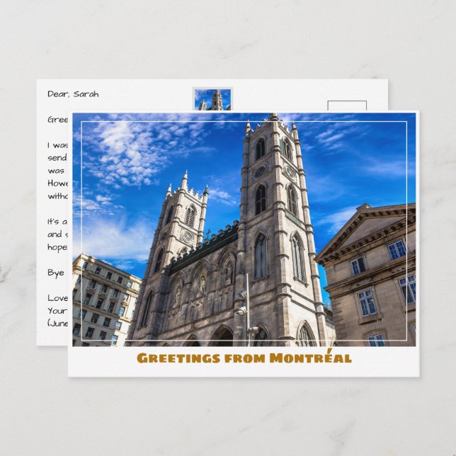 Cartão Postal Montréal Canada Notre Dame Cathedral Modern (Frente/Verso)