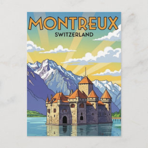Cartão Postal Montreux Suíça Castelo de Chillon