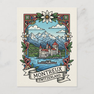 Cartão Postal Montreux Suíça Château de Chillon
