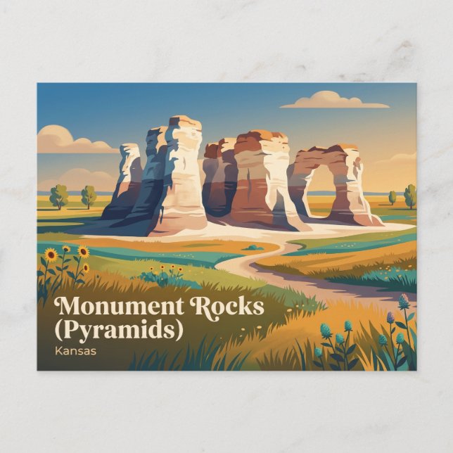 Cartão Postal Monument Rocks (Pirâmides) Kansas (Frente)