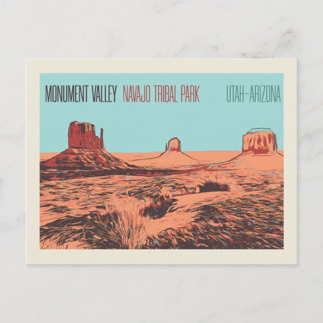 Cartão Postal Monument Valley, Navajo Tribal Park Utah, Arizona (Frente)