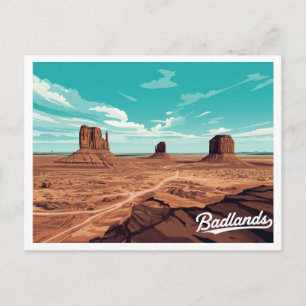 Cartão Postal Monumento Badlands Valley Arte Vintage