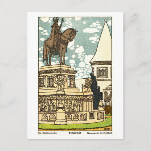 Cartão Postal Monumento de São Estêvão em Budapeste antigo