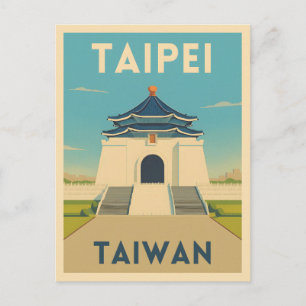 Cartão Postal Monumento de Taiwan na Viagens vintage Retro