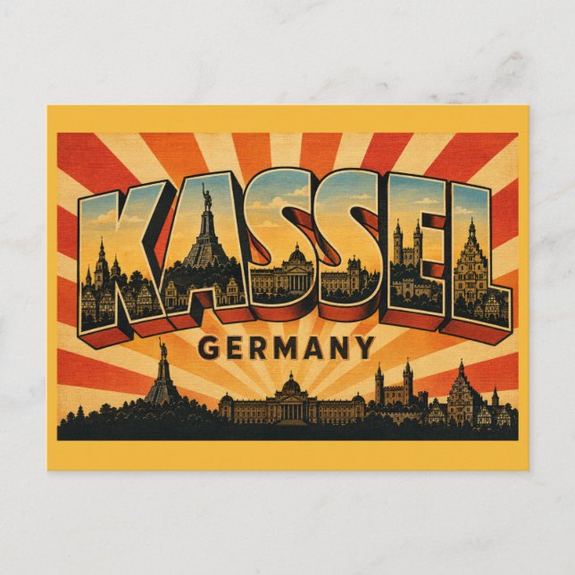 Cartão Postal Monumento Hércules em Kassel, Alemanha (Frente)
