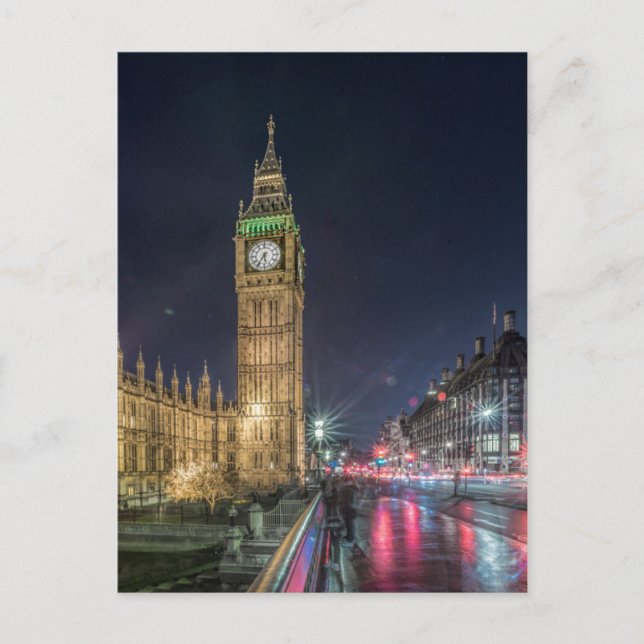 Cartão Postal Monumentos | Big Ben à Noite (Frente)