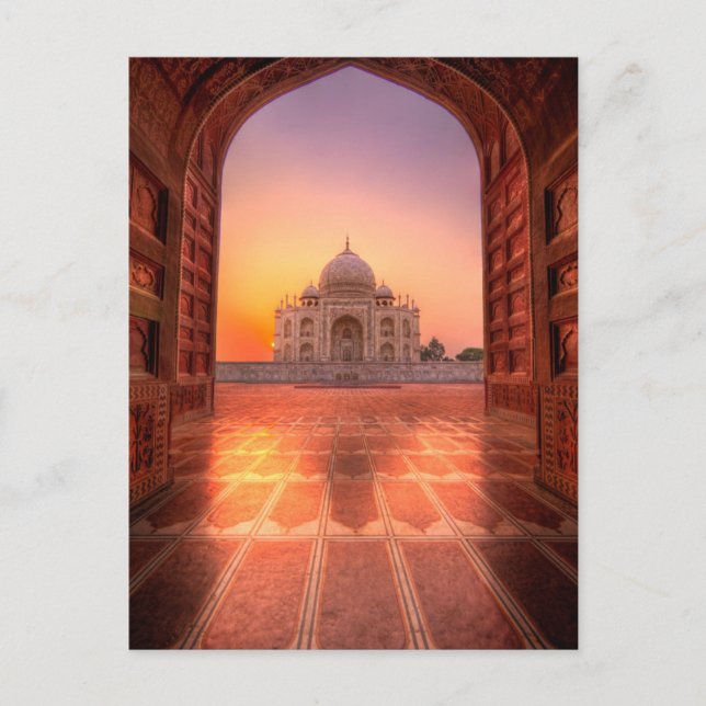Cartão Postal Monumentos | Taj Mahal, Índia à Sunset (Frente)