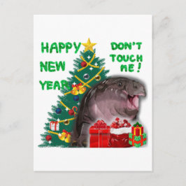 Cartão Postal Moo Deng Hippo Natal