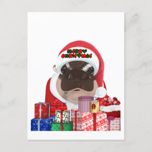 Cartão Postal Moo Deng Hippo Natal