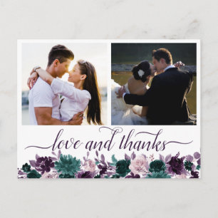 Cartão Postal Moody Boho   EggPlant Purple 2 Foto Obrigado