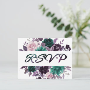 Cartão Postal Moody Boho   Roxo Berinjela Floral Escuro RSVP