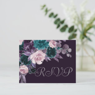 Cartão Postal Moody Boho RSVP de Placas de Ovos Roxos
