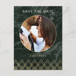 Cartão Postal Moody Hues Emerald Green Marble Salve a Data