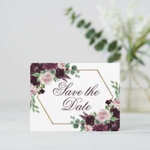 Cartão Postal Moody Passion Vinho Roxo Dramático Salvar Data