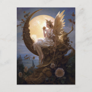 Cartão Postal Moon Angel Fantasy Art
