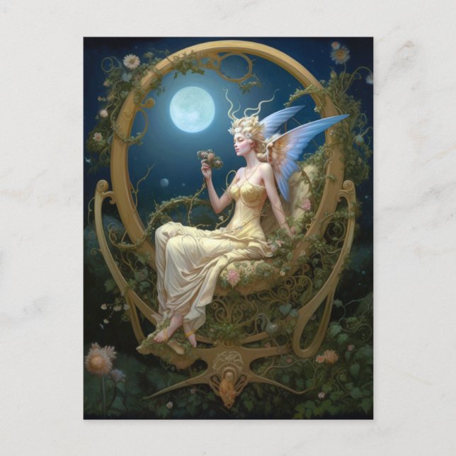Cartão Postal Moon Angel Fantasy Art (Frente)
