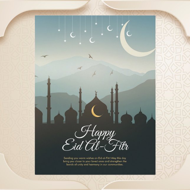 Cartão Postal Moon Crescente e Mesquita Eid al-Fitr (Criador carregado)