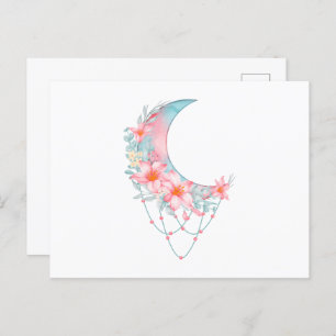 Cartão Postal Moon Floral Crescente