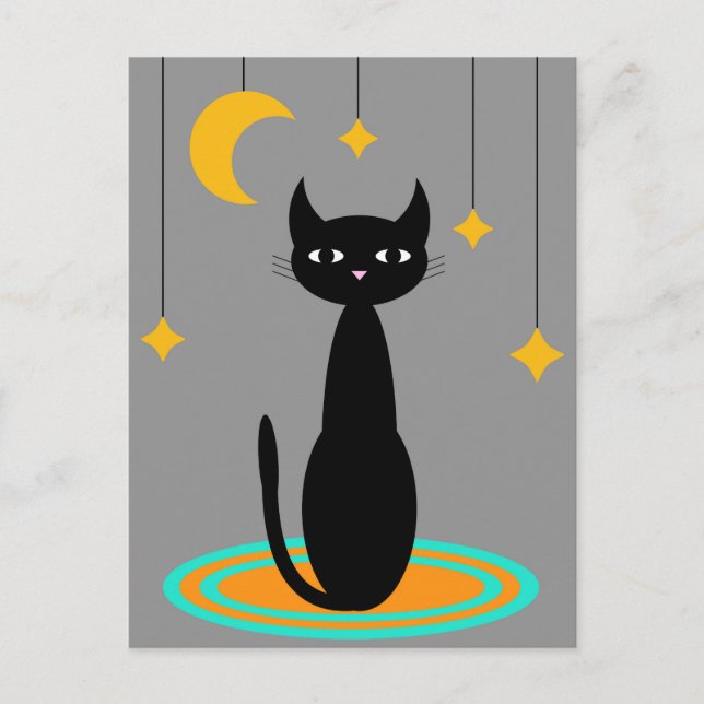 Cartão Postal Moon Gato Negro (Frente)
