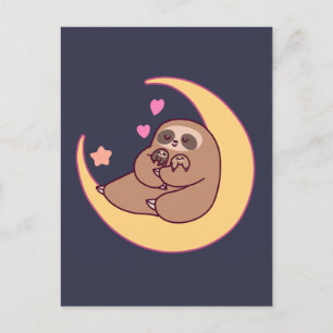 Cartão Postal Moon Mama Sloth e Bebês
