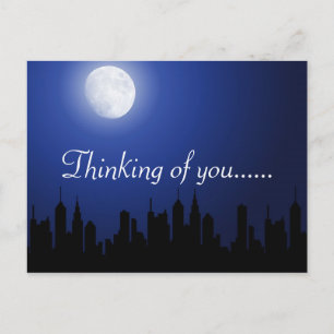 Cartão Postal Moon Night Sky City Peace Love Destiny Art