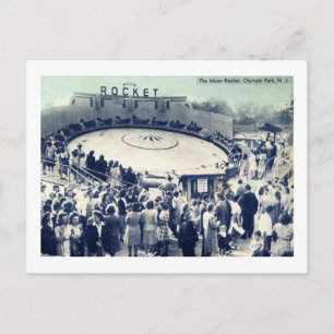 Cartão Postal Moon Rocket, Olimpiadas Park, Irvington, NJ Vintag