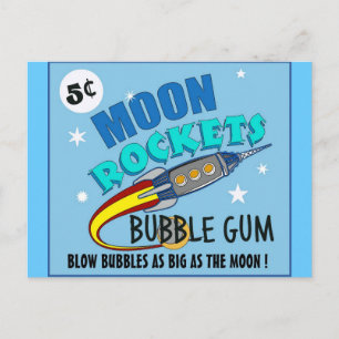 Cartão Postal Moon Rockets Bubble Goma