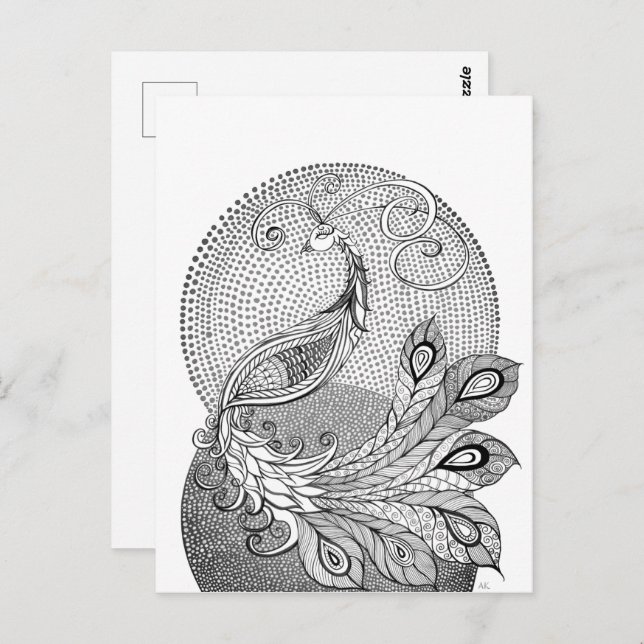 Cartão Postal Moonlight Peacock (Frente/Verso)