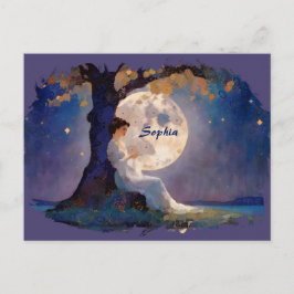 Cartão Postal Moonlit Dreamer - Serene Night Sky