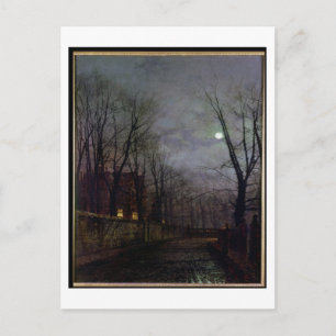 Cartão Postal Moonlit Street Scene, 1882 (petróleo na canvas) 2