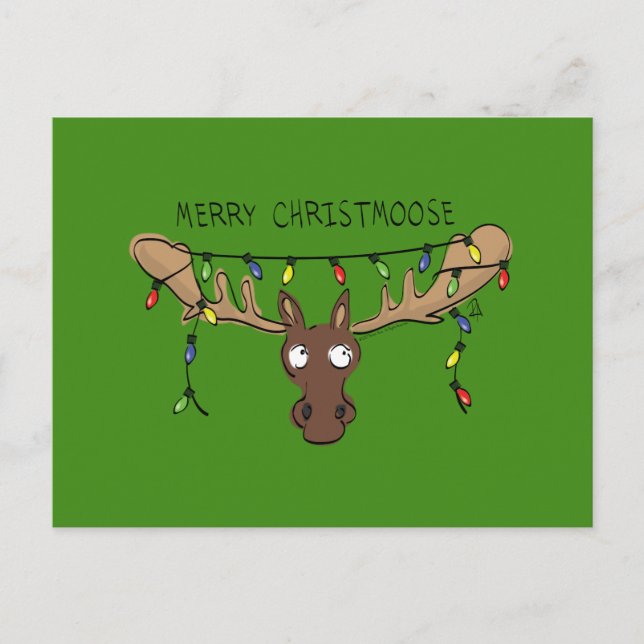Cartão Postal Moose Cute Engraçado Natal (Frente)