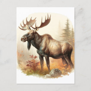 Cartão Postal Moose de Aquarela